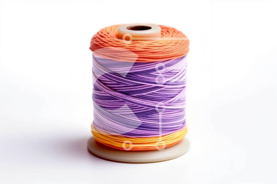 Intra Συλλεκτικό Ξύλινο Παζλ Plywood  4mm - Ζωντανό καρούλι από πορτοκαλί και μωβ νήματα σε λευκό φόντο Σε Ξύλινο Κουτί - Διαστάσεις: 10x10 cm – 25 κομμάτια