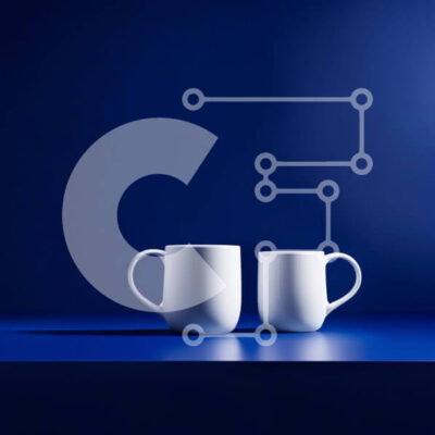 Intra Συλλεκτικό Ξύλινο Παζλ Plywood  4mm - Όμορφη εικόνα δύο λευκών κούπες σε μπλε επιφάνεια Σε Ξύλινο Κουτί - Διαστάσεις Puzzle: 10x10 cm – 25 κομμάτια - Image 1