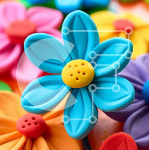 Intra Συλλεκτικό Ξύλινο Παζλ Plywood  4mm - Πολύχρωμο λουλούδι ειδώλια στοίβα Σε Ξύλινο Κουτί - Διαστάσεις Puzzle: 10x10 cm – 25 κομμάτια - Image 1