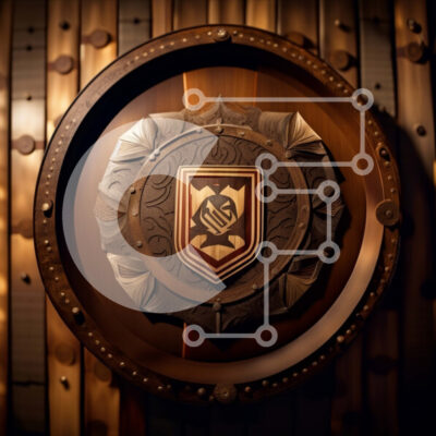 Intra Συλλεκτικό Ξύλινο Παζλ Plywood  4mm - Vintage ασπίδα με λοφίο σε ταλαιπωρημένο ξύλινο τοίχο Σε Ξύλινο Κουτί - Διαστάσεις: 10x10 cm – 25 κομμάτια - Image 1