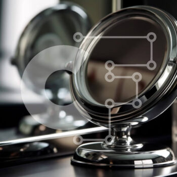 Intra Συλλεκτικό Ξύλινο Παζλ Plywood  4mm - Κομψός και κομψός ασημένιος καθρέφτης σε μαύρο συρταριέρα σε φωτεινό υπνοδωμάτιο Σε Ξύλινο Κουτί - Διαστάσεις Puzzle: 10x10 cm – 25 κομμάτια - Image 1