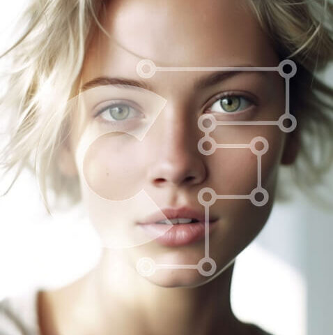 Intra Συλλεκτικό Ξύλινο Παζλ Plywood  4mm - Ουδέτερο πορτρέτο μιας γυναίκας με ξανθά μαλλιά και πράσινα μάτια Σε Ξύλινο Κουτί - Διαστάσεις Puzzle: 10x10 cm – 25 κομμάτια - Image 1