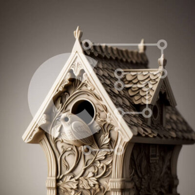 Intra Συλλεκτικό Ξύλινο Παζλ Plywood  4mm - Όμορφο Ξύλινο Σπιτάκι πουλιών με περίπλοκα σκαλίσματα Σε Ξύλινο Κουτί - Διαστάσεις: 10x10 cm – 25 κομμάτια - Image 1