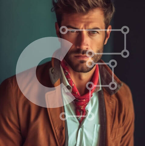 Intra Συλλεκτικό Ξύλινο Παζλ Plywood  4mm - Πορτρέτο ενός άνδρα με καφέ σακάκι και κόκκινο κασκόλ Σε Ξύλινο Κουτί - Διαστάσεις Puzzle: 10x10 cm – 25 κομμάτια - Image 1