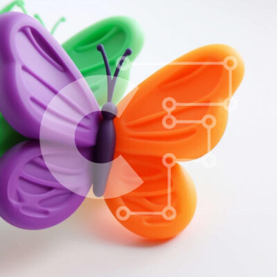 Intra Συλλεκτικό Ξύλινο Παζλ Plywood  4mm - Πολύχρωμα αντικείμενα σιλικόνης σε σχήμα πεταλούδας Σε Ξύλινο Κουτί - Διαστάσεις: 10x10 cm – 25 κομμάτια - Image 1