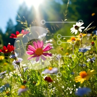 Intra Συλλεκτικό Ξύλινο Παζλ Plywood 4mm - Όμορφη εικόνα ενός χωραφιού με αγριολούλουδα στο φως του ήλιου Σε Ξύλινο Κουτί - Διαστάσεις: 10x10 cm – 25 κομμάτια - Image 1