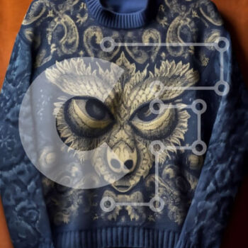 Intra Συλλεκτικό Ξύλινο Παζλ Plywood  4mm - Μοντέρνο μπλε πουλόβερ με σχέδιο Golden Dragon Σε Ξύλινο Κουτί - Διαστάσεις Puzzle: 10x10 cm – 25 κομμάτια - Image 1