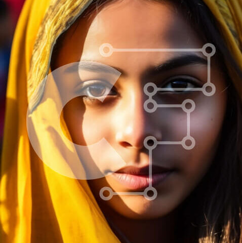 Intra Συλλεκτικό Ξύλινο Παζλ Plywood 4mm - Πορτρέτο νεαρής γυναίκας που κοιτάζει απευθείας την κάμερα Σε Ξύλινο Κουτί - Διαστάσεις Puzzle: 10x10 cm – 25 κομμάτια - Image 1