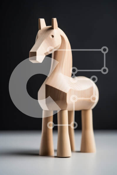 Intra Συλλεκτικό Ξύλινο Παζλ Plywood  4mm - Όμορφη εικόνα ενός ξύλινου αλόγου σε ένα τραπέζι Σε Ξύλινο Κουτί - Διαστάσεις: 10x10 cm – 25 κομμάτια