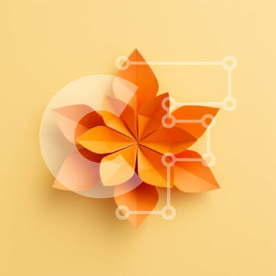 Intra Συλλεκτικό Ξύλινο Παζλ Plywood  4mm - Πορτοκαλί Χαρτί Λουλούδι Τέχνη Σε Ξύλινο Κουτί - Διαστάσεις Puzzle: 10x10 cm – 25 κομμάτια - Image 1