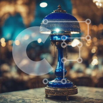 Intra Συλλεκτικό Ξύλινο Παζλ Plywood  4mm - Μπλε φωτιστικό στο τραπέζι σε κομψό εσωτερικό Σε Ξύλινο Κουτί - Διαστάσεις Puzzle: 10x10 cm – 25 κομμάτια - Image 1