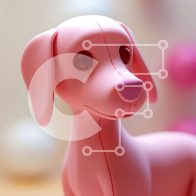 Intra Συλλεκτικό Ξύλινο Παζλ Plywood  4mm - Ροζ-παιχνιδόσκυλο με πολύχρωμα μπαλόνια Σε Ξύλινο Κουτί - Διαστάσεις: 10x10 cm – 25 κομμάτια - Image 1