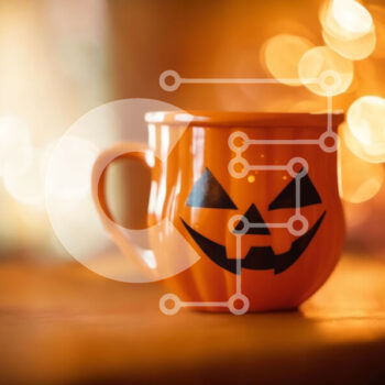 Intra Συλλεκτικό Ξύλινο Παζλ Plywood  4mm - Πορτοκαλί κούπα καφέ προσώπου κολοκύθας για την εορταστική περίοδο Σε Ξύλινο Κουτί - Διαστάσεις Puzzle: 10x10 cm – 25 κομμάτια - Image 1