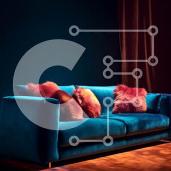 Intra Συλλεκτικό Ξύλινο Παζλ Plywood  4mm - Κομψός και άνετος καναπές από μπλε βελούδο με φόντο κόκκινη κουρτίνα Σε Ξύλινο Κουτί - Διαστάσεις Puzzle: 10x10 cm – 25 κομμάτια - Image 1