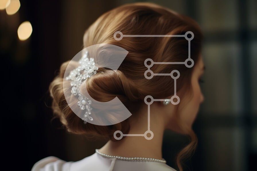 Intra Συλλεκτικό Ξύλινο Παζλ Plywood  4mm - Κομψό πορτρέτο γυναίκας με λευκό φόρεμα με τιάρα και μπουκέτο λουλούδια Σε Ξύλινο Κουτί - Διαστάσεις Puzzle: 10x10 cm – 25 κομμάτια