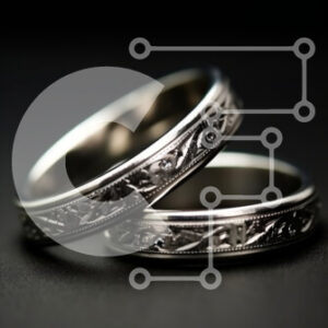 Intra Συλλεκτικό Ξύλινο Παζλ Plywood  4mm - Εκπληκτική εικόνα από ασημένιες βέρες με περίπλοκα χαρακτικά Σε Ξύλινο Κουτί - Διαστάσεις Puzzle: 10x10 cm – 25 κομμάτια