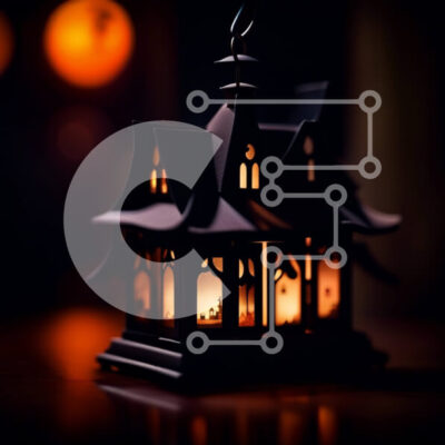 Intra Συλλεκτικό Ξύλινο Παζλ Plywood  4mm - Όμορφη εικόνα ενός σπιτιού σε γοτθικό στιλ με ένα αναμμένο κερί τη νύχτα Σε Ξύλινο Κουτί - Διαστάσεις: 10x10 cm – 25 κομμάτια - Image 1