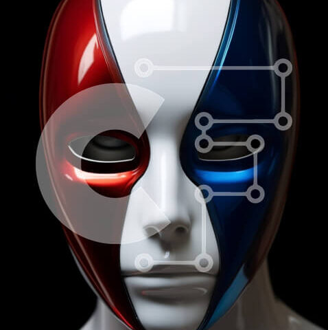 Intra Συλλεκτικό Ξύλινο Παζλ Plywood 4mm - Μανεκέν με κόκκινη, λευκή και μπλε μάσκα Σε Ξύλινο Κουτί - Διαστάσεις Puzzle: 10x10 cm – 25 κομμάτια - Image 1