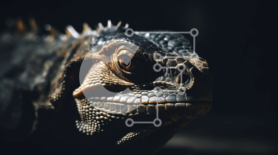 Intra Συλλεκτικό Ξύλινο Παζλ Plywood  4mm - Κοντινό πλάνο του κεφαλιού ενός ιγκουάνα Σε Ξύλινο Κουτί - Διαστάσεις: 10x10 cm – 25 κομμάτια