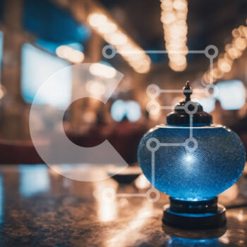 Intra Συλλεκτικό Ξύλινο Παζλ Plywood  4mm - Μπλε γυάλινο βάζο σε τραπεζαρία Σε Ξύλινο Κουτί - Διαστάσεις Puzzle: 10x10 cm – 25 κομμάτια - Image 1