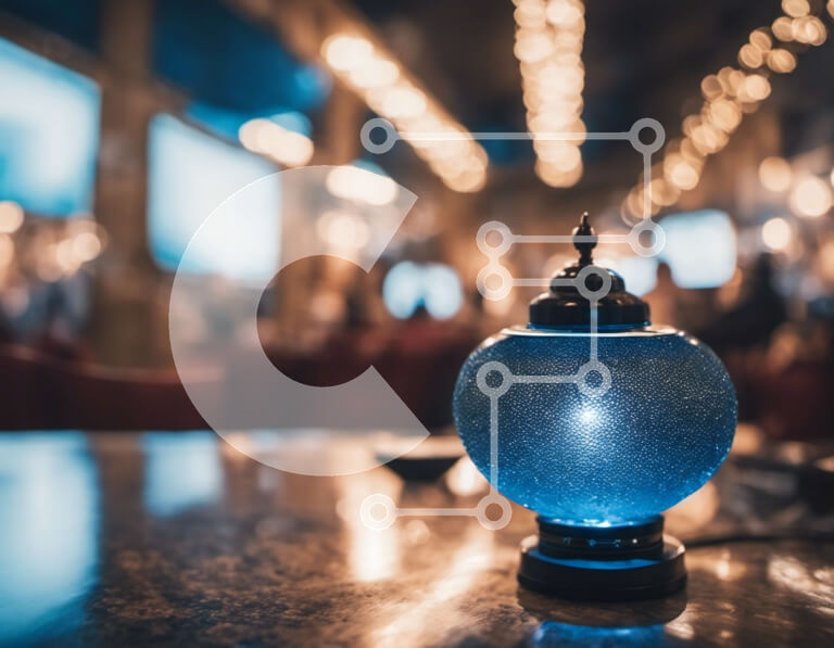 Intra Συλλεκτικό Ξύλινο Παζλ Plywood  4mm - Μπλε γυάλινο βάζο σε τραπεζαρία Σε Ξύλινο Κουτί - Διαστάσεις Puzzle: 10x10 cm – 25 κομμάτια