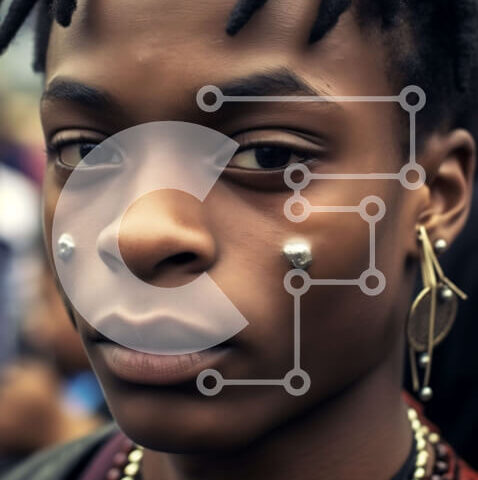 Intra Συλλεκτικό Ξύλινο Παζλ Plywood 4mm - Κομψό και νευρικό πορτρέτο ενός νεαρού μαύρου άνδρα με dreadlocks και τρυπήματα Σε Ξύλινο Κουτί - Διαστάσεις Puzzle: 10x10 cm – 25 κομμάτια - Image 1