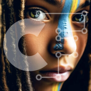 Intra Συλλεκτικό Ξύλινο Παζλ Plywood  4mm - Εκπληκτική εικόνα μιας γυναίκας με πολύχρωμη μπογιά προσώπου και dreadlocks Σε Ξύλινο Κουτί - Διαστάσεις Puzzle: 10x10 cm – 25 κομμάτια