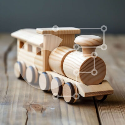 Intra Συλλεκτικό Ξύλινο Παζλ Plywood  4mm - Κλασικό ξύλινο τρενάκι παιχνιδιών σε μια όμορφα κατασκευασμένη ξύλινη επιφάνεια Σε Ξύλινο Κουτί - Διαστάσεις: 10x10 cm – 25 κομμάτια - Image 1