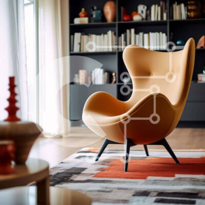 Intra Συλλεκτικό Ξύλινο Παζλ Plywood  4mm - Κομψή πορτοκαλί καρέκλα για το μοντέρνο σαλόνι σας Σε Ξύλινο Κουτί - Διαστάσεις Puzzle: 10x10 cm – 25 κομμάτια - Image 1