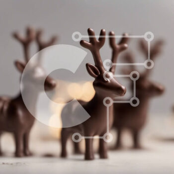 Intra Συλλεκτικό Ξύλινο Παζλ Plywood  4mm - Σοκολατένια ειδώλια ταράνδων σε λευκή επιφάνεια Σε Ξύλινο Κουτί - Διαστάσεις Puzzle: 10x10 cm – 25 κομμάτια - Image 1