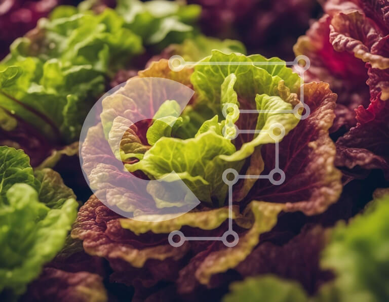 Intra Συλλεκτικό Ξύλινο Παζλ Plywood  4mm - Κοντινό πλάνο φυτών μαρουλιού σε διάφορα χρώματα Σε Ξύλινο Κουτί - Διαστάσεις: 10x10 cm – 25 κομμάτια