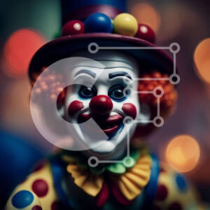 Intra Συλλεκτικό Ξύλινο Παζλ Plywood  4mm - Ζωντανή εικόνα ενός κλόουν με πολύχρωμη περούκα και ρούχα Σε Ξύλινο Κουτί - Διαστάσεις Puzzle: 10x10 cm – 25 κομμάτια