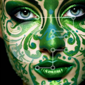 Intra Συλλεκτικό Ξύλινο Παζλ Plywood  4mm - Εκπληκτική γυναίκα με δημιουργική βαφή προσώπου Σε Ξύλινο Κουτί - Διαστάσεις Puzzle: 10x10 cm – 25 κομμάτια