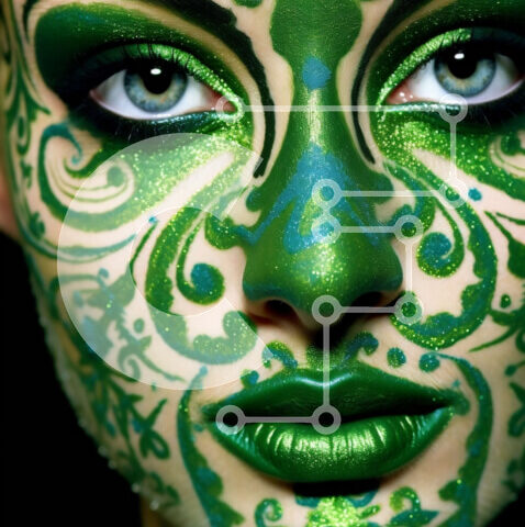 Intra Συλλεκτικό Ξύλινο Παζλ Plywood  4mm - Εκπληκτική γυναίκα με δημιουργική βαφή προσώπου Σε Ξύλινο Κουτί - Διαστάσεις Puzzle: 10x10 cm – 25 κομμάτια - Image 1