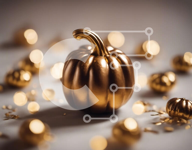 Intra Συλλεκτικό Ξύλινο Παζλ Plywood  4mm - Χρυσή κολοκύθα και μπάλες στο τραπέζι Σε Ξύλινο Κουτί - Διαστάσεις: 10x10 cm – 25 κομμάτια