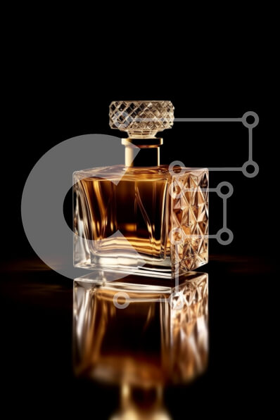 Intra Συλλεκτικό Ξύλινο Παζλ Plywood  4mm - Κομψό μπουκάλι αρώματος σε κομψό μαύρο φόντο Σε Ξύλινο Κουτί - Διαστάσεις Puzzle: 10x10 cm – 25 κομμάτια