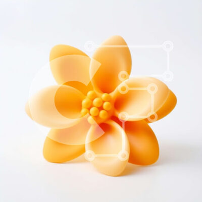 Intra Συλλεκτικό Ξύλινο Παζλ Plywood  4mm - Πορτοκαλί λουλούδι γλυπτό σε άσπρο φόντο Σε Ξύλινο Κουτί - Διαστάσεις Puzzle: 10x10 cm – 25 κομμάτια - Image 1