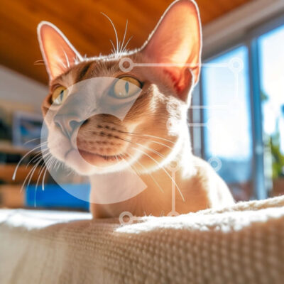 Intra Συλλεκτικό Ξύλινο Παζλ Plywood  4mm - Εκπληκτική κοντινή λήψη του προσώπου μιας σιαμέζας γάτας με λαμπερά πράσινα μάτια Σε Ξύλινο Κουτί - Διαστάσεις: 10x10 cm – 25 κομμάτια - Image 1