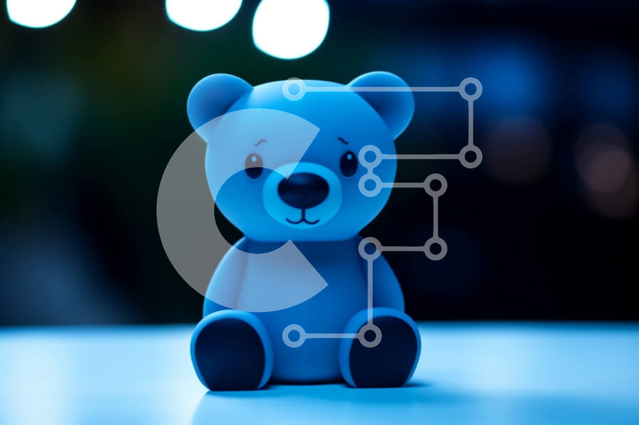 Intra Συλλεκτικό Ξύλινο Παζλ Plywood  4mm - Μπλε παιχνίδι αρκουδάκι σε τραπέζι με φώτα Σε Ξύλινο Κουτί - Διαστάσεις Puzzle: 10x10 cm – 25 κομμάτια