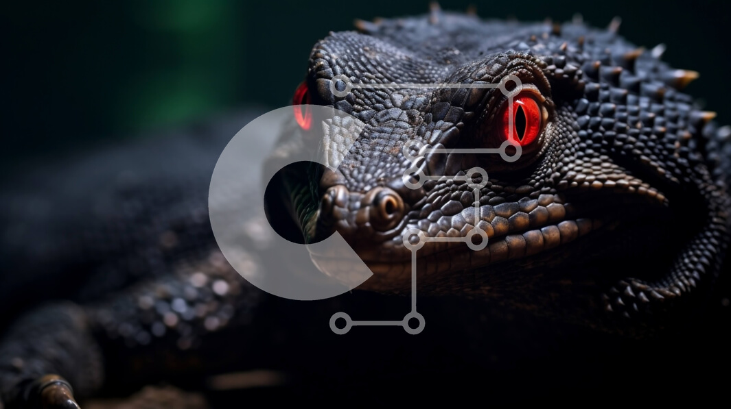 Intra Συλλεκτικό Ξύλινο Παζλ Plywood  4mm - Μαύρη σαύρα με κόκκινα μάτια Σε Ξύλινο Κουτί - Διαστάσεις: 10x10 cm – 25 κομμάτια