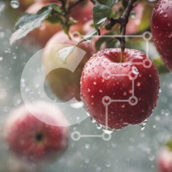 Intra Συλλεκτικό Ξύλινο Παζλ Plywood  4mm - Φρέσκα κόκκινα μήλα που κρέμονται από ένα δέντρο στη βροχή Σε Ξύλινο Κουτί - Διαστάσεις: 10x10 cm – 25 κομμάτια - Image 1