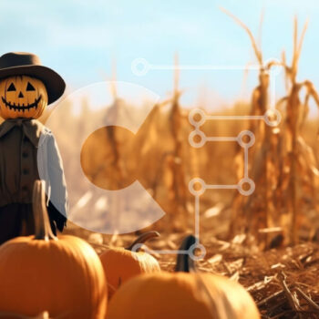 Intra Συλλεκτικό Ξύλινο Παζλ Plywood  4mm - Σκιάχτρο σε χωράφι με καλαμπόκι με κολοκύθες Σε Ξύλινο Κουτί - Διαστάσεις Puzzle: 10x10 cm – 25 κομμάτια - Image 1