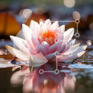 Intra Συλλεκτικό Ξύλινο Παζλ Plywood  4mm - Όμορφη εικόνα του ροζ νούφαρου με αντανακλάσεις Σε Ξύλινο Κουτί - Διαστάσεις: 10x10 cm – 25 κομμάτια