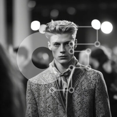 Intra Συλλεκτικό Ξύλινο Παζλ Plywood  4mm - Σοβαρός άνδρας με μοτίβο πουλόβερ και τζιν που στέκεται μπροστά σε ένα πλήθος Σε Ξύλινο Κουτί - Διαστάσεις Puzzle: 10x10 cm – 25 κομμάτια - Image 1