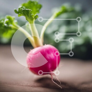 Intra Συλλεκτικό Ξύλινο Παζλ Plywood  4mm - Φρεσκοκομμένα ροζ ραπανάκια με πράσινα φύλλα Σε Ξύλινο Κουτί - Διαστάσεις: 10x10 cm – 25 κομμάτια - Image 1