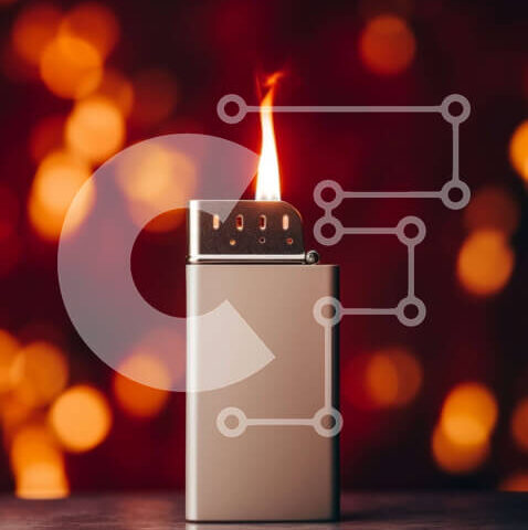 Intra Συλλεκτικό Ξύλινο Παζλ Plywood  4mm - Μεταλλικός Αναπτήρας με Αναμμένη Φλόγα Σε Ξύλινο Κουτί - Διαστάσεις: 10x10 cm – 25 κομμάτια - Image 1