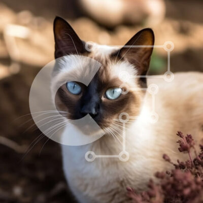 Intra Συλλεκτικό Ξύλινο Παζλ Plywood  4mm - Αξιολάτρευτη εικόνα μιας καφέ και λευκής γάτας με μπλε μάτια Σε Ξύλινο Κουτί - Διαστάσεις: 10x10 cm – 25 κομμάτια - Image 1