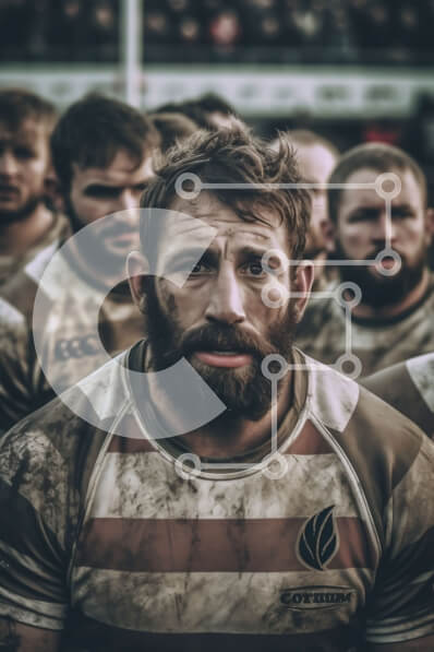 Intra Συλλεκτικό Ξύλινο Παζλ Plywood  4mm - Παίκτες ράγκμπι με ριγέ φανέλες που παίζουν σε λασπωμένο γήπεδο Σε Ξύλινο Κουτί - Διαστάσεις Puzzle: 10x10 cm – 25 κομμάτια