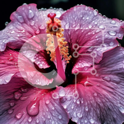 Intra Συλλεκτικό Ξύλινο Παζλ Plywood 4mm - Όμορφη κινηματογράφηση σε πρώτο πλάνο ενός ροζ λουλουδιού ιβίσκου με σταγονίδια νερού Σε Ξύλινο Κουτί - Διαστάσεις: 10x10 cm – 25 κομμάτια - Image 1