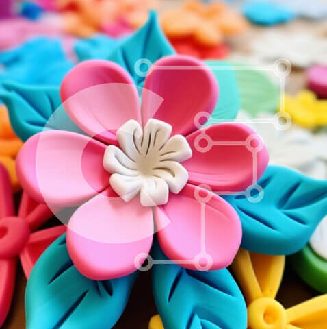 Intra Συλλεκτικό Ξύλινο Παζλ Plywood  4mm - Κοντινό πλάνο πολύχρωμο πλαστικό λουλούδι Σε Ξύλινο Κουτί - Διαστάσεις Puzzle: 10x10 cm – 25 κομμάτια - Image 1